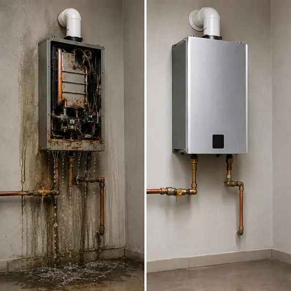 Tankless Water Heater Repair Before and After