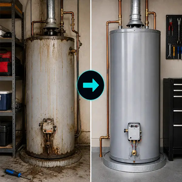 Water Heater Repair Service Before and After