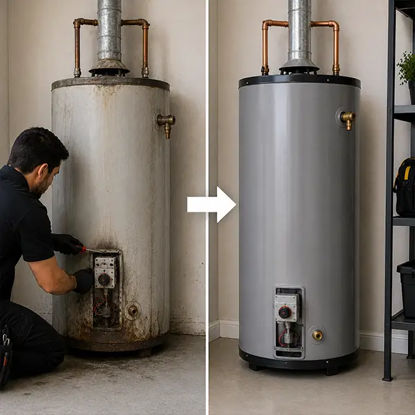 Water Heater Maintenance Service Before and After